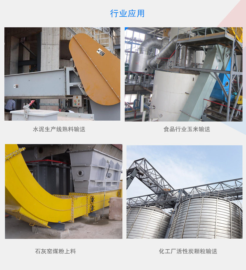 可以水平、傾斜或垂直布置，主要用于水泥、食品、化工、煤炭等行業